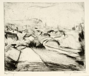 Paysage avec route et maisons - Henry Nielsen