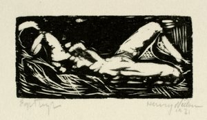 Modèle féminin allongé - Henry Nielsen