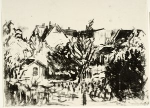 Vue sur les jardins et les maisons