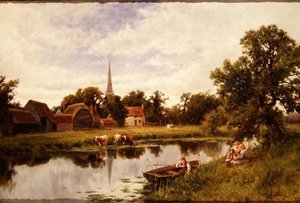 Paysage avec ferme et bétail - Henry Parker