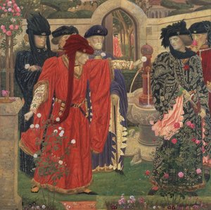 Choisir les roses rouges et blanches dans le jardin du temple