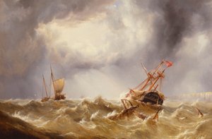 Démâté dans une tempête au large de la côte du Kent - Henry Redmore
