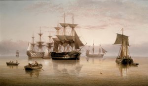 Navires de guerre et autres navires ancrés dans le calme - Henry Redmore