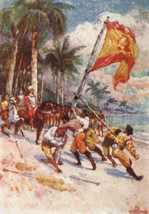 Hissage du drapeau espagnol, le premier drapeau en Floride
