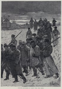 Kara, les condamnés revenant la nuit des mines (lithographie) - Henry Sandham