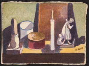 Cheminée éclairée par des bougies, c.1930