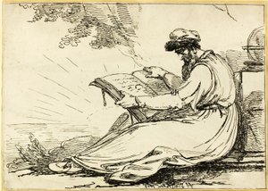 Oriental avec une barbe, lisant un livre - Henry Singleton