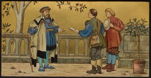 La Justice, plaque illustrant une illustration des Sept Âges de Shakespeare