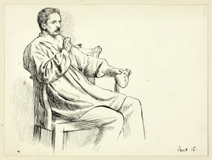 Homme assis fumant la pipe - Henry Stacy Marks