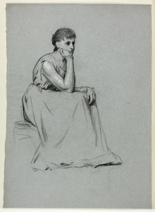 Femme assise se reposant sur son coude