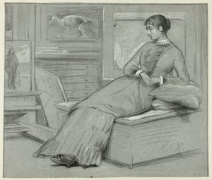 Femme se reposant sur une plate-forme - Henry Stacy Marks