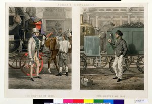 Contrastes de Fore : Le conducteur de 1832, Le conducteur de 1852, gravé par John Harris (1811-65) 1852
