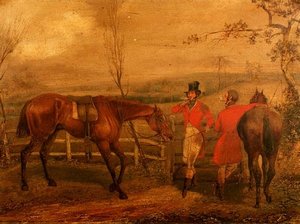 Chasseurs fumant près d