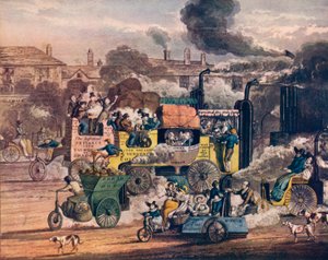 Le progrès de la vapeur - Une vue de White Chapel Road, 1905 - Henry Thomas Alken