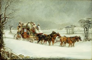 Le courrier royal de York à Londres sur la route en hiver