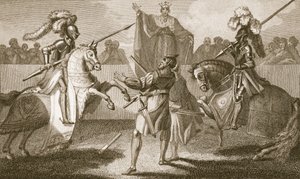 Richard II suspendant le duel entre Hereford et Norfolk, illustration de 