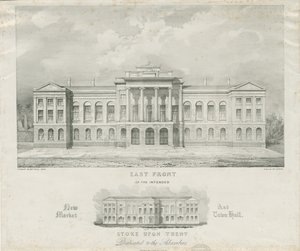 Stoke-upon-Trent - Nouveau marché et hôtel de ville prévu : lithographie