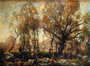 Figure dans un paysage boisé - Henry Ward Ranger
