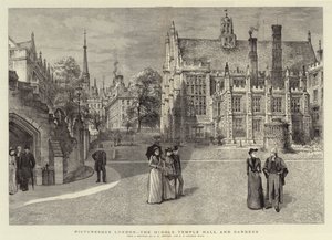 Londres pittoresque, le Middle Temple Hall et les jardins - Henry William Brewer