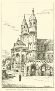 La cathédrale et les ruines de la maison de la Diète, Worms (gravure) - Henry William Brewer