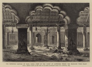La capture rapportée de Nana Sahib, vue de la cour à Cawnpore où le massacre a eu lieu - Henry William Brewer