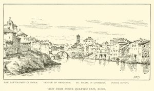 Vue depuis Ponte Quattro Capi, Rome - Henry William Brewer