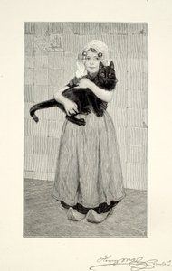 Fille avec chat - Henry Wolf