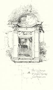 Porte et escalier des chambres du Dr Johnson, Inner Temple Lane, Londres - Herbert (after) Railton