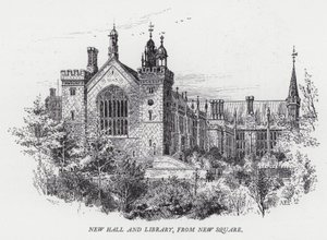 New Hall et Bibliothèque, depuis New Square (gravure) - Herbert (after) Railton