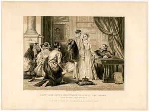 La réticence de Lady Jane Grey à accepter la couronne, XIXe siècle