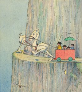 Figures montant une route de falaise, c.1910