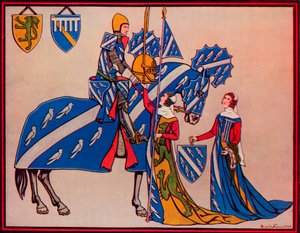 Sir Geoffrey Luttrell, sa femme et sa belle-fille, vers 1340, 1926 - Herbert Norris