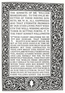 Riccardi Press : Page des Sonnets de Shakespeare, vers 1914