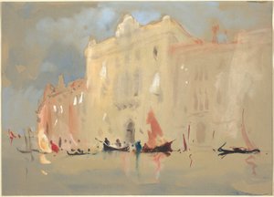 Gondoles devant un palais sur le Grand Canal à Venise - Hercules Brabazon Brabazon
