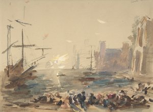 Paysage marin recto, croquis indéchiffrable verso, 1840-1906