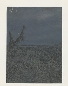Paysage avec un plateau, une rivière au loin