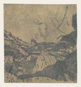 Paysage rocheux avec une gorge, première version