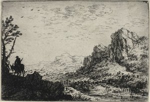 Un voyageur monté sur une mule, extrait de Six paysages