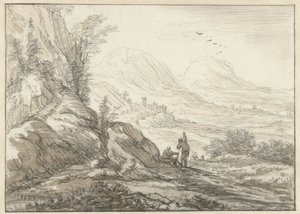 Paysage de montagne avec vue sur une vallée - Herman Saftleven
