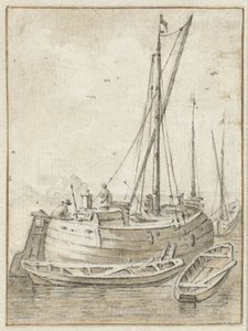 Bateau avec deux petites barques - Herman Saftleven