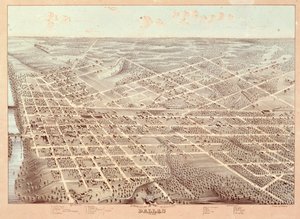 Plan de rue de Dallas, Texas, 1872