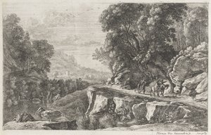 Landschap met twee ruiters - Herman van Swanevelt