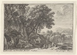 Satyres autour du feu dans une grotte - Herman van Swanevelt