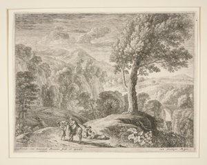 Le grand arbre et la grotte, de la série La fuite en Égypte - Herman van Swanevelt