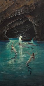 Un pêcheur et des sirènes dans la grotte bleue à Capri