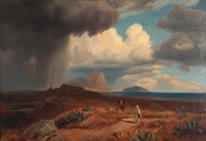 Pluie torrentielle avec des agaves