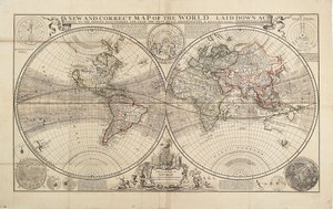 Nouvelle et correcte carte du monde, dressée selon les dernières découvertes et les observations les plus exactes, par Herman Moll, géographe