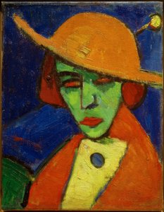 Femme verte avec chapeau jaune II