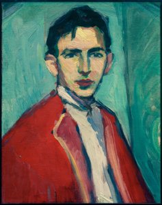 Autoportrait avec veste rouge - Hermann Stenner