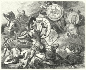 Épaminondas sauvant la vie de Pélopidas à la bataille de Mantinée, 385 av. J.-C. - Hermann Vogel